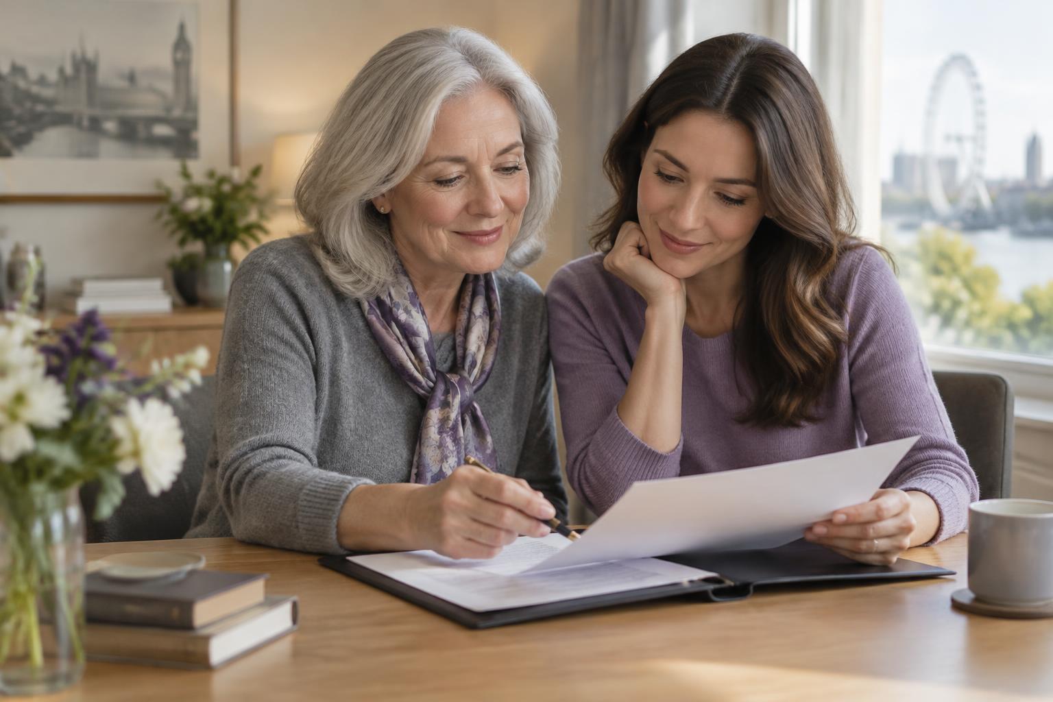 A family reviewing estate documents